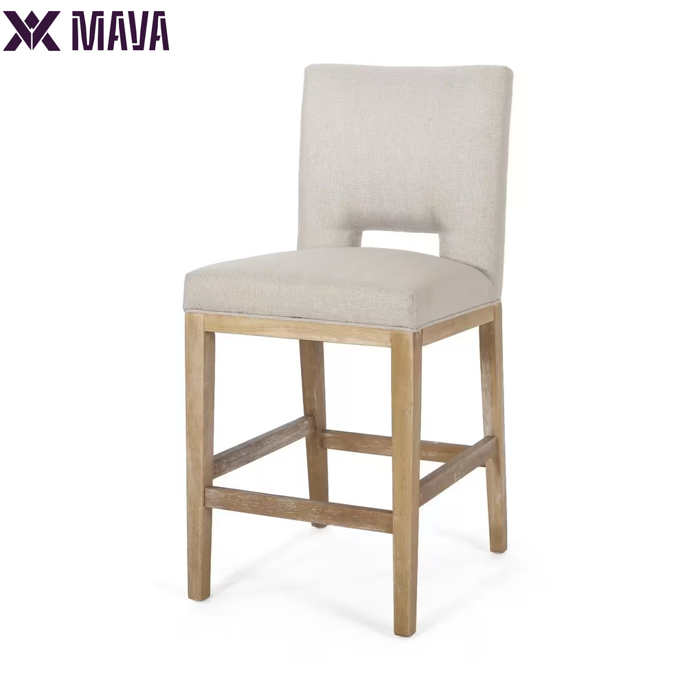 MAVA 41.5 In. High Back Wheat and Weathered Natural Wood Counter Stool (Set of 2) Extra Tall