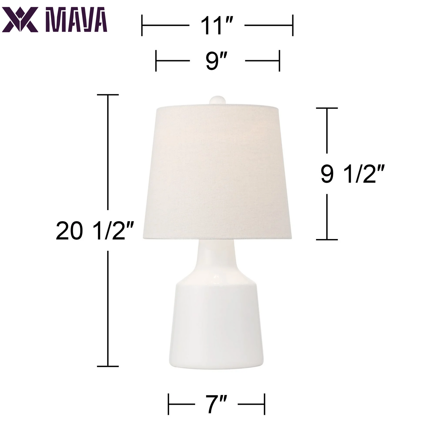 MAVA 20 1/2" High Small Modern Coastal Accent Table Lamps Set of 2 White Ceramic White Shade Living Room Bedroom