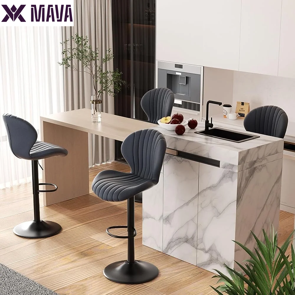 MAVA Bar Stools Set of 2, Modern Swivel Bar Chairs with Mid Back and Adjustable Seat Height