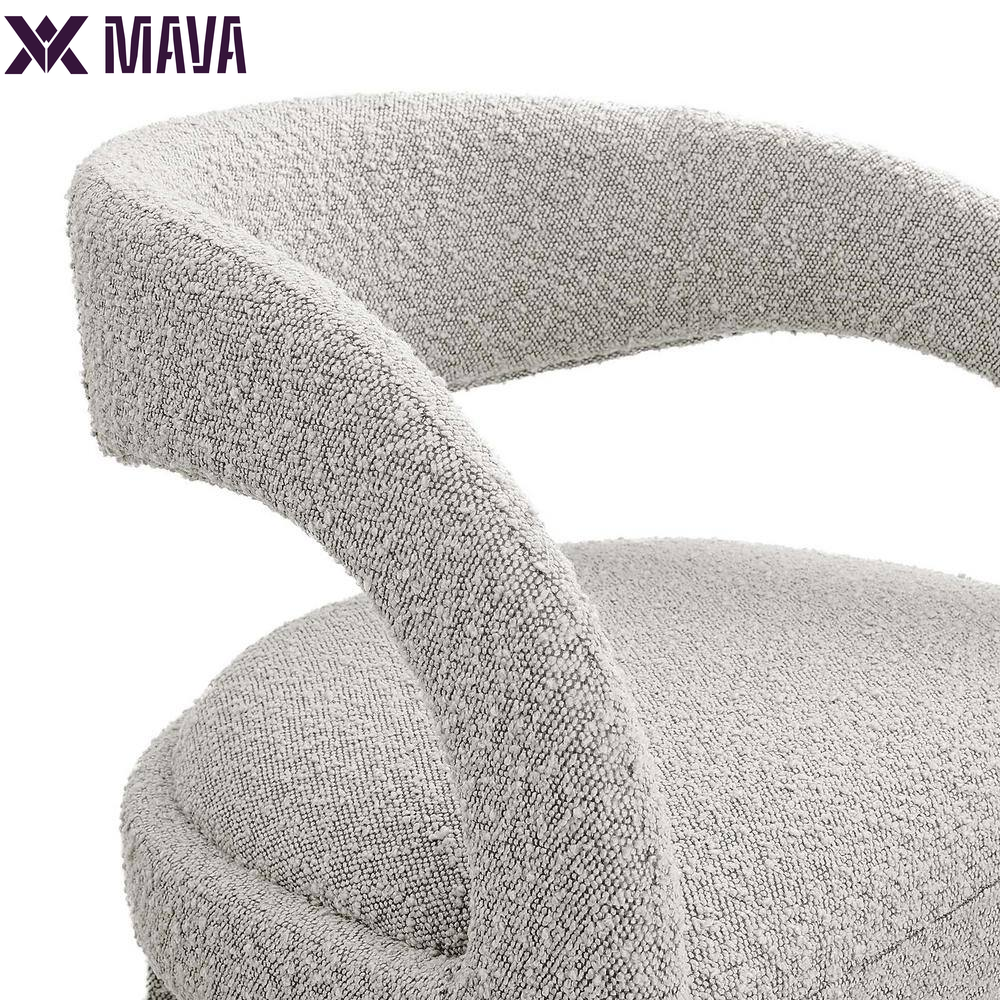 MAVA 30 In. in Taupe Silver Rubber Wood Boucle Upholstered Bar Stool Set of 2