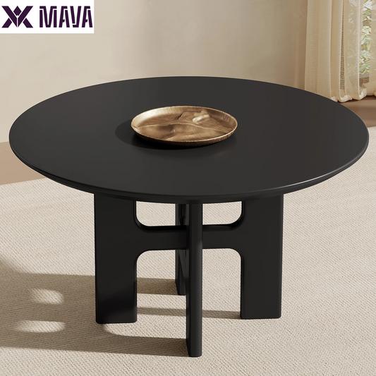 MAVA 45.27" round Dining Table, Black Kitchen Table, Modern Dining Table for Dining Room, Kitchen