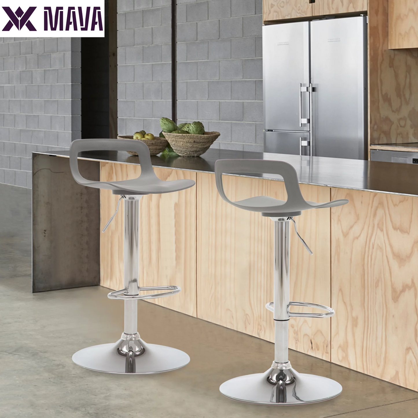 MAVA Swivel Bar Stool Adjustable-Height Barstools Modern Black Bar Chairset of 2