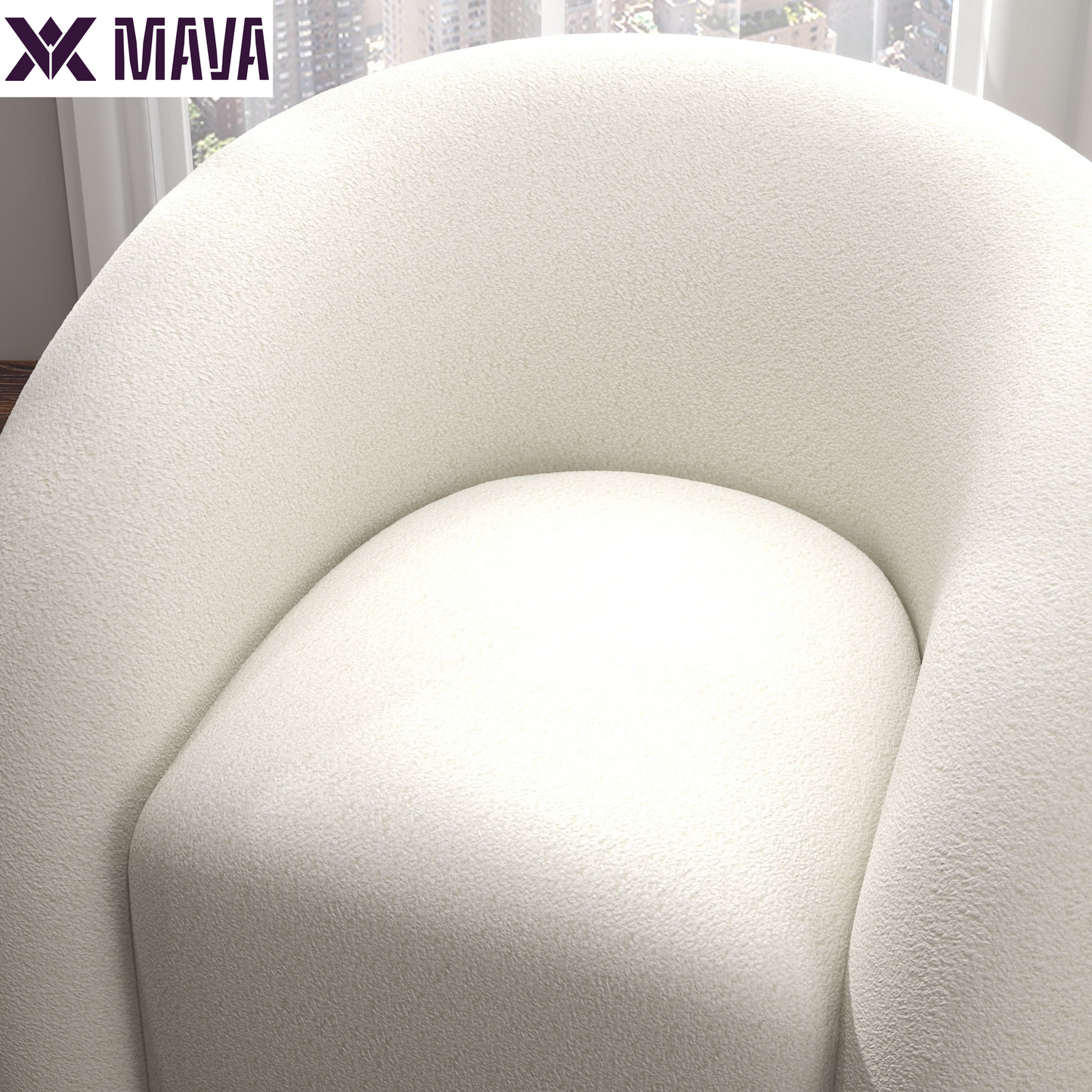 MAVA Teddy Swivel Rainbow Shape Chair Accent Chair, Comfy Boucle Barrel Garden Armchair Sofa for Living Room