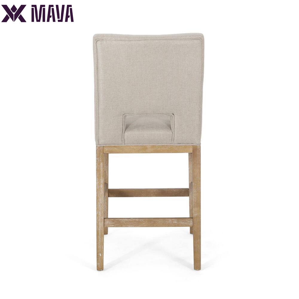 MAVA 41.5 In. High Back Wheat and Weathered Natural Wood Counter Stool (Set of 2) Extra Tall