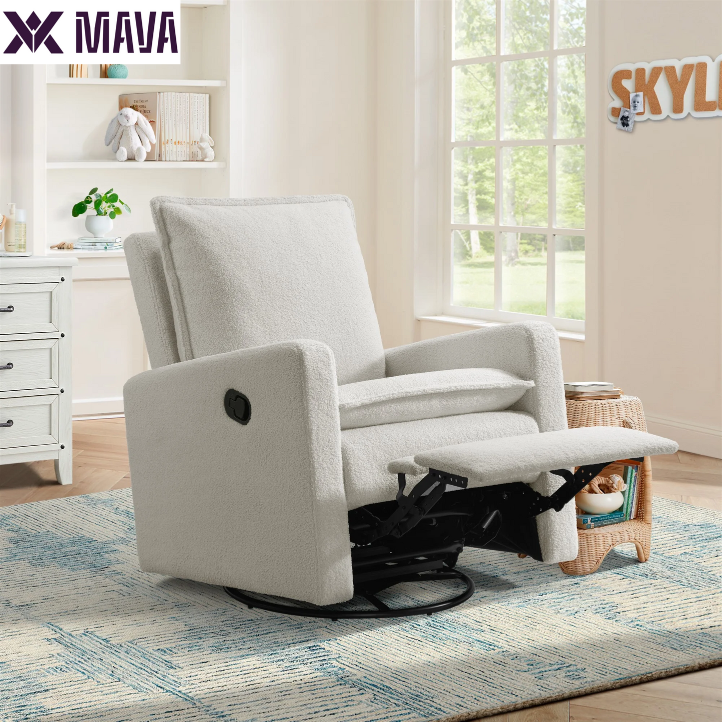 MAVA Coventry Glider Recliner Boucle White