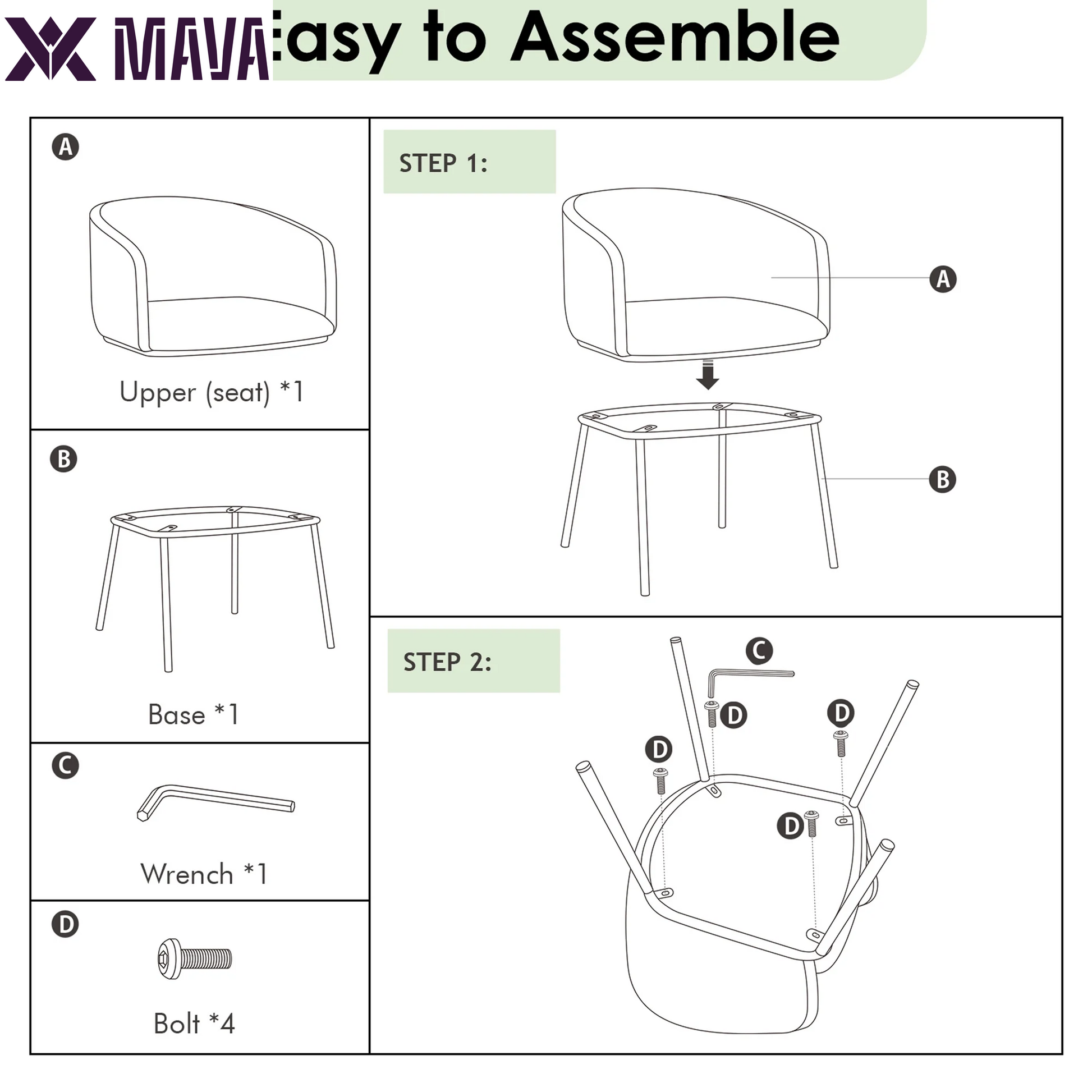 MAVA Boucle Barrel Accent Chair for Living Room Bedroom Dining Room, Upholstered, Modern (White)