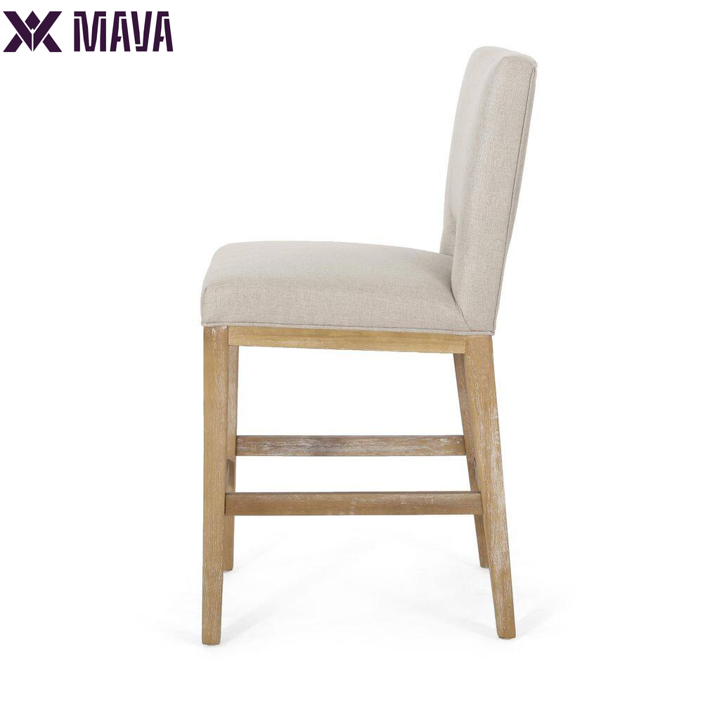 MAVA 41.5 In. High Back Wheat and Weathered Natural Wood Counter Stool (Set of 2) Extra Tall