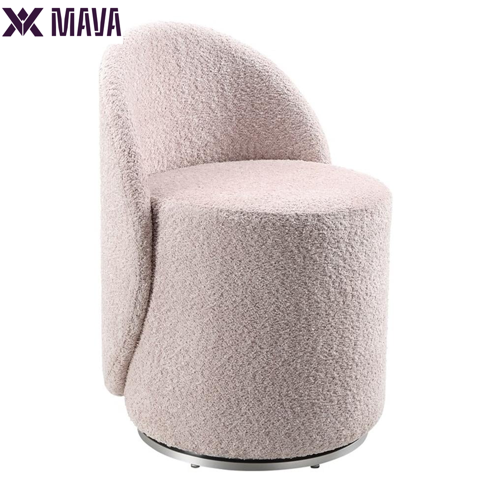 MAVA Fabric Swivel Vanity Chair in Textured Cream Fabric