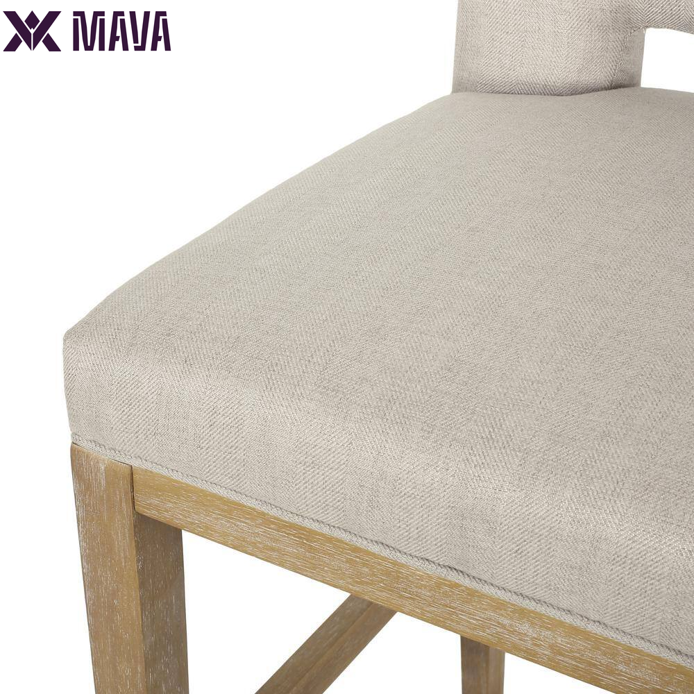 MAVA 41.5 In. High Back Wheat and Weathered Natural Wood Counter Stool (Set of 2) Extra Tall