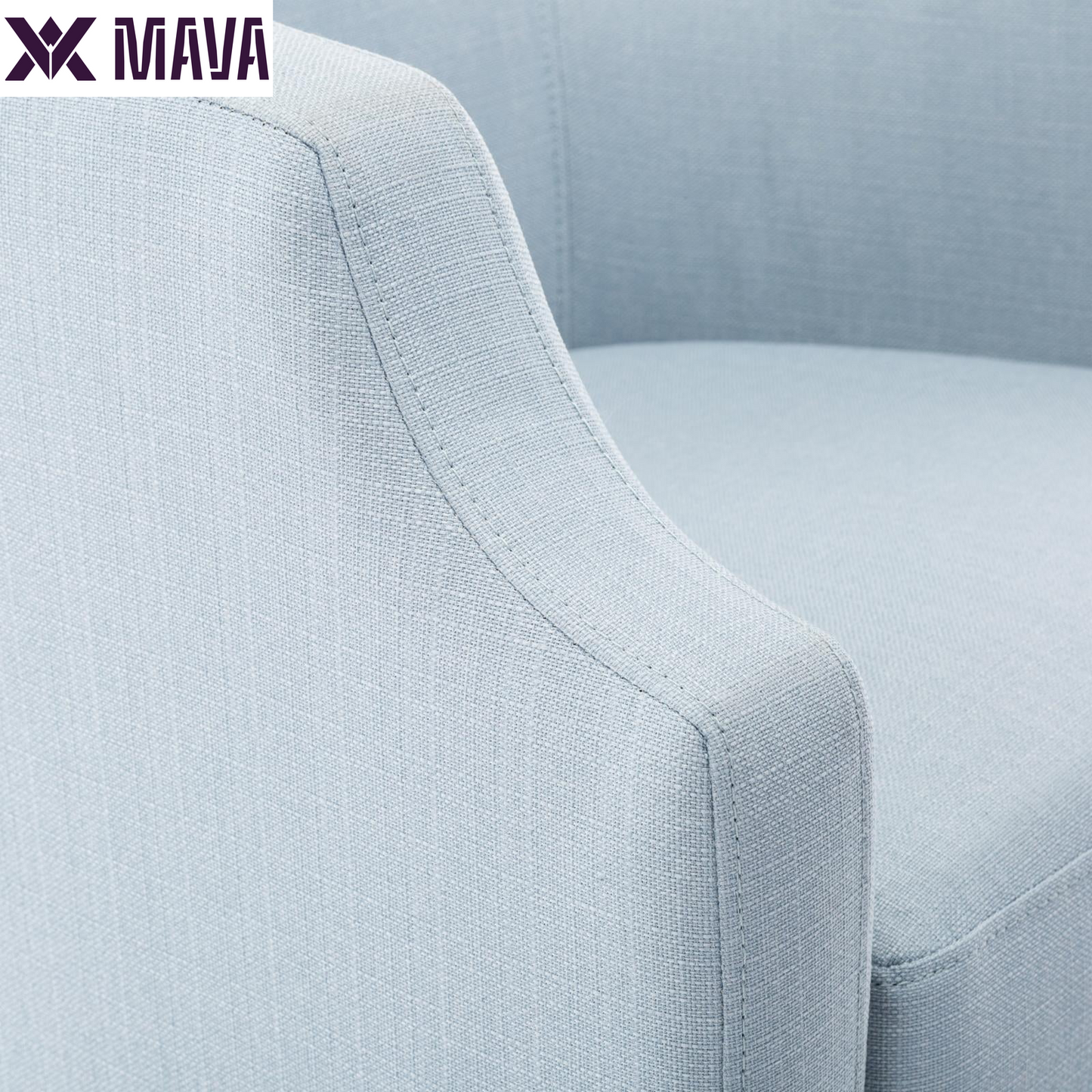 MAVA White Linen Fabric Upholstered Modern Swivel and Rocker Barrel Chair