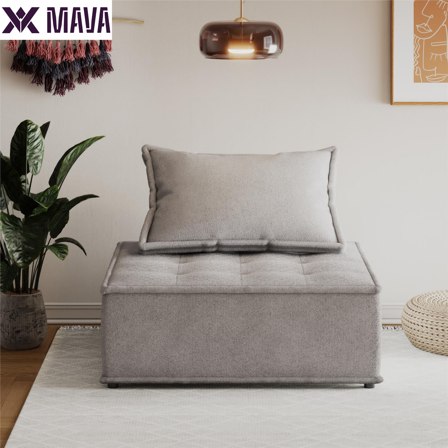 MAVA Upholstered Accent Chair, Textured Taupe Fabric