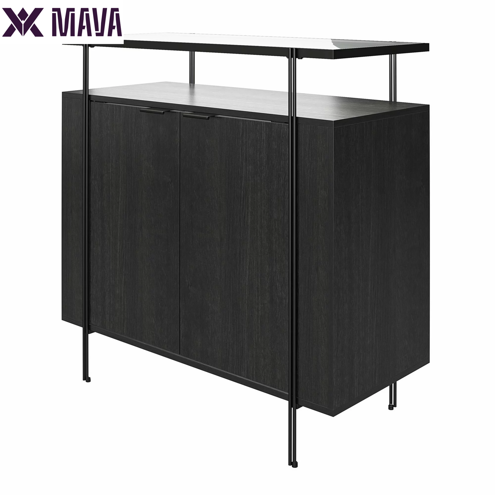 MAVA Vance Bar Cabinet, Black Oak