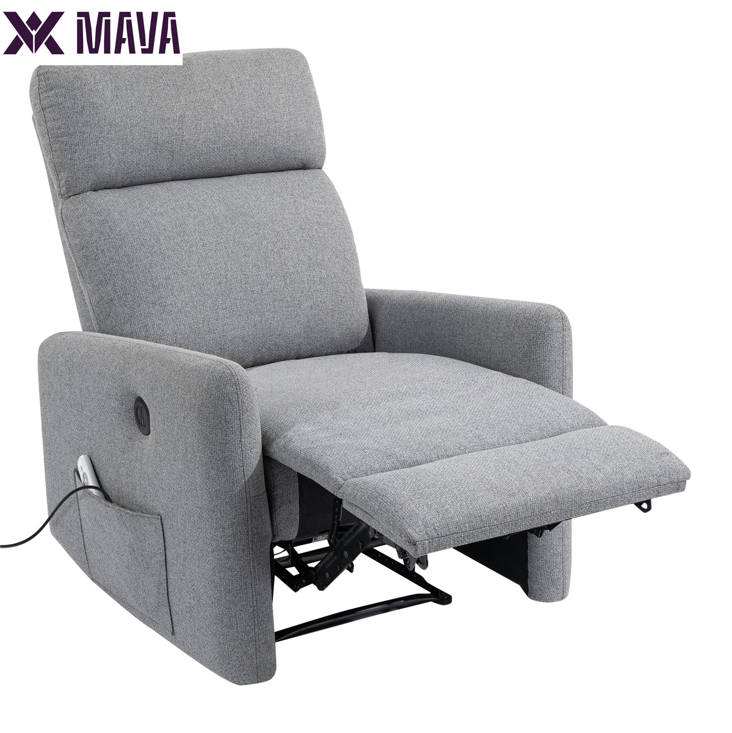 MAVA Power Recliner Chair with 8 Zone Massage and Lumbar Heat, Dark Gray Linen