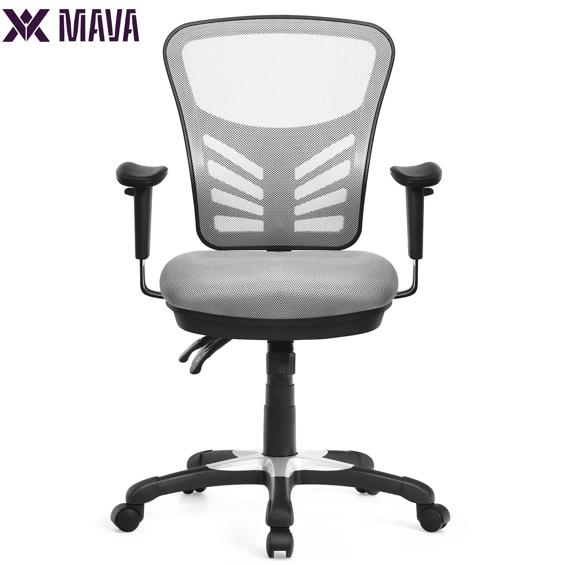 MAVA Mesh Office Chair 3-Paddle Computer Desk Chair W/ Adjustable Seat Grey