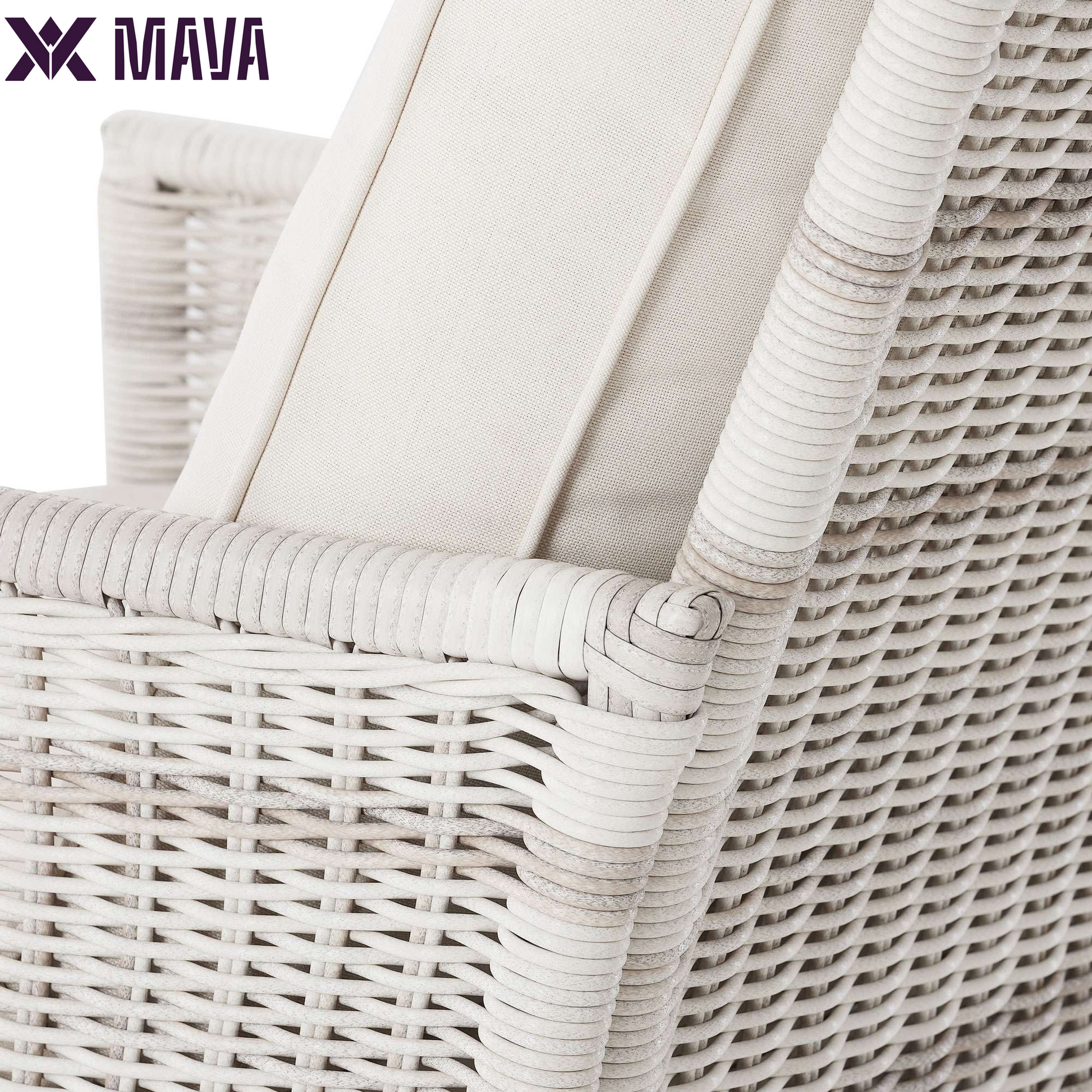 MAVA Paige 1 Piece Wicker Outdoor Loveseat with Cushions, White