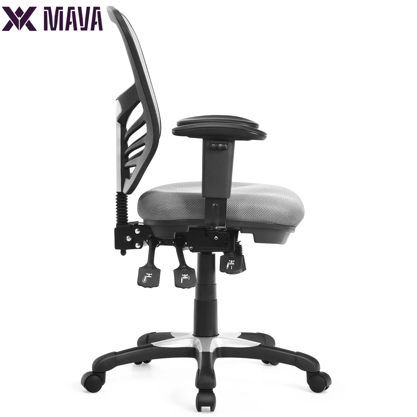 MAVA Mesh Office Chair 3-Paddle Computer Desk Chair W/ Adjustable Seat Grey