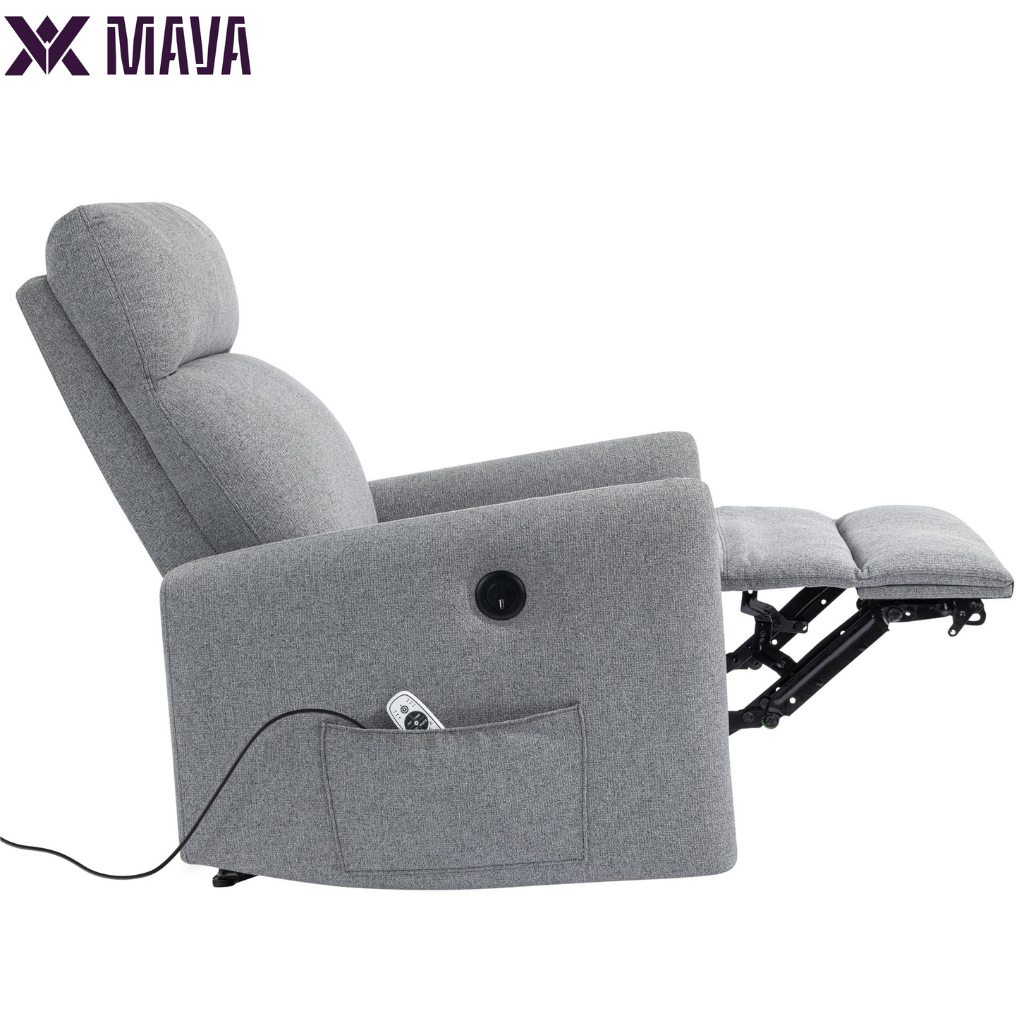 MAVA Power Recliner Chair with 8 Zone Massage and Lumbar Heat, Dark Gray Linen