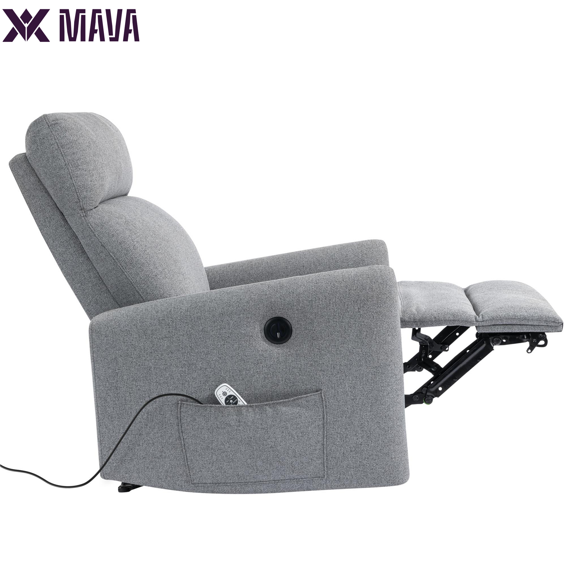 MAVA Power Recliner Chair with 8 Zone Massage and Lumbar Heat, Dark Gray Linen