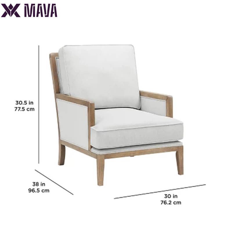 MAVA Cream Fabric Wood Trim Accent Chair