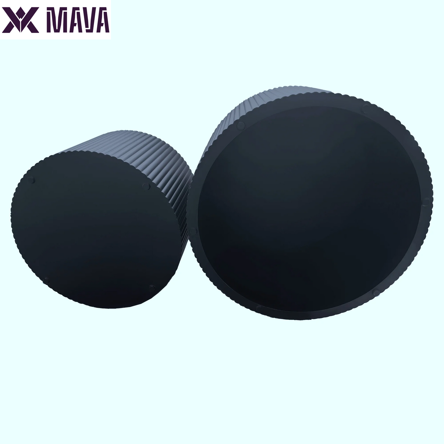 MAVA Coffee Table Set of 2, Modern Drum Side Table End Table, Wave Stripe round Coffee Table for Living Room, Bedroom, Black