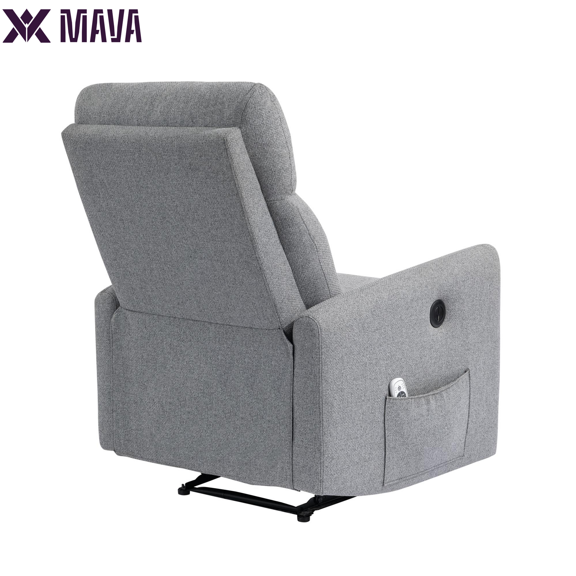 MAVA Power Recliner Chair with 8 Zone Massage and Lumbar Heat, Dark Gray Linen