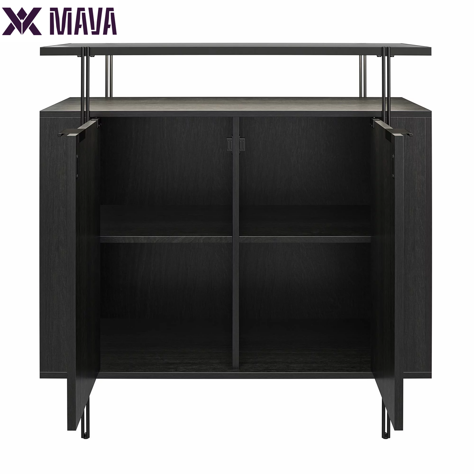 MAVA Vance Bar Cabinet, Black Oak